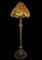 Antike Stehlampe aus Messing & handbemaltem Leder in Kamel-Optik, 1930er 12