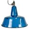 Lampe d'Usine Industrielle en Émail Bleu avec Plateau en Fonte, 1960s 1