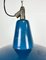 Industrielle Fabriklampe aus blauer Emaille mit Gusseisenplatte, 1960er 3