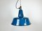 Industrielle Fabriklampe aus blauer Emaille mit Gusseisenplatte, 1960er 2