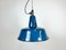 Lampe d'Usine Industrielle en Émail Bleu avec Plateau en Fonte, 1960s 2