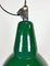 Industrial Green Enamel Factory Lamp with Cast Iron Top, 1960s 3