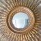 Espejo portugués convexo en forma de sol de madera dorada, años 50, Imagen 2