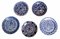 Italian Ceramic Plates with Cobalt Blue Decorations, Deruta, 1950s, Set of 5 1