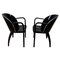 Art Deco Armchairs in Black Lacquered Metal, France, 1930s, Set of 2 1