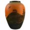 Ipsens Denmark Vase aus glasierter Keramik, handbemalte Landschaft, 1930er 1