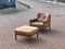 Leather Lounge Chair with Footstool, 1960s, Set of 2, Image 4