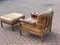 Leather Lounge Chair with Footstool, 1960s, Set of 2, Image 3