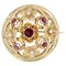 18 Karat 20th Century French Garnet Fine Pearl Yellow Gold Brooch, 1890s, Image 1