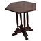 Antique Italian Hexagonal Walnut Side Table Stool with Carved Legs Animal Feet, 1890s 1