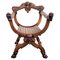 Italian Savonarola Chair in Carved Walnut, 1900, Image 1