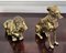 Italian Brass Bronze Desk Top Dog Sculptures or Paperweights, 1960s, Set of 2 3