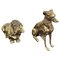 Italian Brass Bronze Desk Top Dog Sculptures or Paperweights, 1960s, Set of 2 1