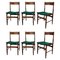 Mid-Century Modern Italian Walnut & Upholstered Dining Chairs, 1950s, Set of 6, Image 1