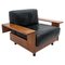 Mid-Century Modern Wood & Leather Armchair in the Style of Tobia Scarpa, 1960s 1