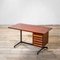 Model T90 Desk with Chest of Drawers and Metal Structure and Wooden Top by Osvaldo Borsani for Tecno, 1960s 1