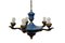 Art-Deco Enamel Blue and Brass Chandelier by Emile Jacob, 1920s 1