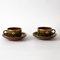 French Earthernware Cups and Saucers, 1890s, Set of 2 1