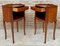 20th Marquetry Walnut Nightstands Tables with Drawer and Open Shelf, 1940, Set of 2 7