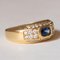 Vintage 18k Gold Ring with Blue Topaz and Diamonds 9