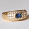 Vintage 18 Karat Goldring mit Blauem Topas und Diamanten 10