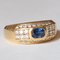 Vintage 18k Gold Ring with Blue Topaz and Diamonds 10