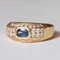 Vintage 18k Gold Ring with Blue Topaz and Diamonds 2