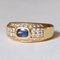 Vintage 18k Gold Ring with Blue Topaz and Diamonds, Image 2