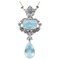 Aquamarin, Tansanit, Saphire, Diamanten, Roségold und Silber Halskette, 1960er 1