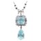 Aquamarine, Sapphires, Diamonds, Onyx, Pearls, Rose Gold and Silver Pendant Necklace, 1960s, Image 1