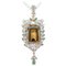 Hydrothermal Topaz, Emeralds, Diamonds, Pearls, Gold and Silver Pendant Necklace, 1960s 1