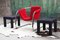Postmodern Chrome & Red Velvet Sling Lounge Chair by Duncan Burke & Gunter Eberle for Vecta, 1970s 2