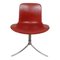 PK-9 Stuhl aus rotem Leder von Poul Kjærholm für Fritz Hansen 1