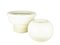 Italian White & Beige Glazed Ceramic Cache Pot & Vase by Bucci, 1980s, Set of 2 1