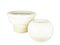 Italienische Glasierte Keramik Vase in Weiß & Beige von Bucci, 1980er, 2er Set 1
