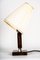 Lámpara de mesa de madera con pantalla de tela, años 50, Imagen 12