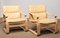 Bentwood with Beige / Creme Leather Lounge Chairs attributed to Ake Fribytter for Nelo, 1970s, Set of 2 8