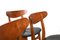 Teak, Oak & Leather Ch-30 Dining Chairs by Hans J. Wegner for Carl Hansen & Søn, 1950s, Set of 6 8