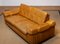 1970s Scandinavian Brutalist Three-Seater Low-Back Sofa in Camel Colored Leather 6