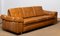 1970s Scandinavian Brutalist Three-Seater Low-Back Sofa in Camel Colored Leather 1