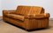 1970s Scandinavian Brutalist Three-Seater Low-Back Sofa in Camel Colored Leather 4