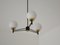 Mid-Century Italian Modern Pendant Light in Brass, Iron & Opaline Glass, 1950s, Image 3