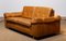 Scandinavian Brutalist Two-Seater Low-Back Sofa in Camel Colored Leather, 1970s 7