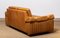 Scandinavian Brutalist Two-Seater Low-Back Sofa in Camel Colored Leather, 1970s 6