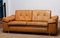 Scandinavian Brutalist Two-Seater Low-Back Sofa in Camel Colored Leather, 1970s 8