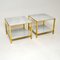 Tables d'Appoint Vintage en Laiton et Marbre, Set de 2, 1970s 3