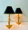 Art Nouveau Style Brass Foliage Table Lamps France 1950s, Set of 2 5
