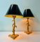 Art Nouveau Style Brass Foliage Table Lamps France 1950s, Set of 2 2