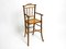 Trona francesa de madera curvada con asiento de mimbre, años 30, Imagen 2