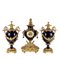 19th Century Italian Triptych Clock and Urns in Porcelain by C. Baglia, Set of 3 1